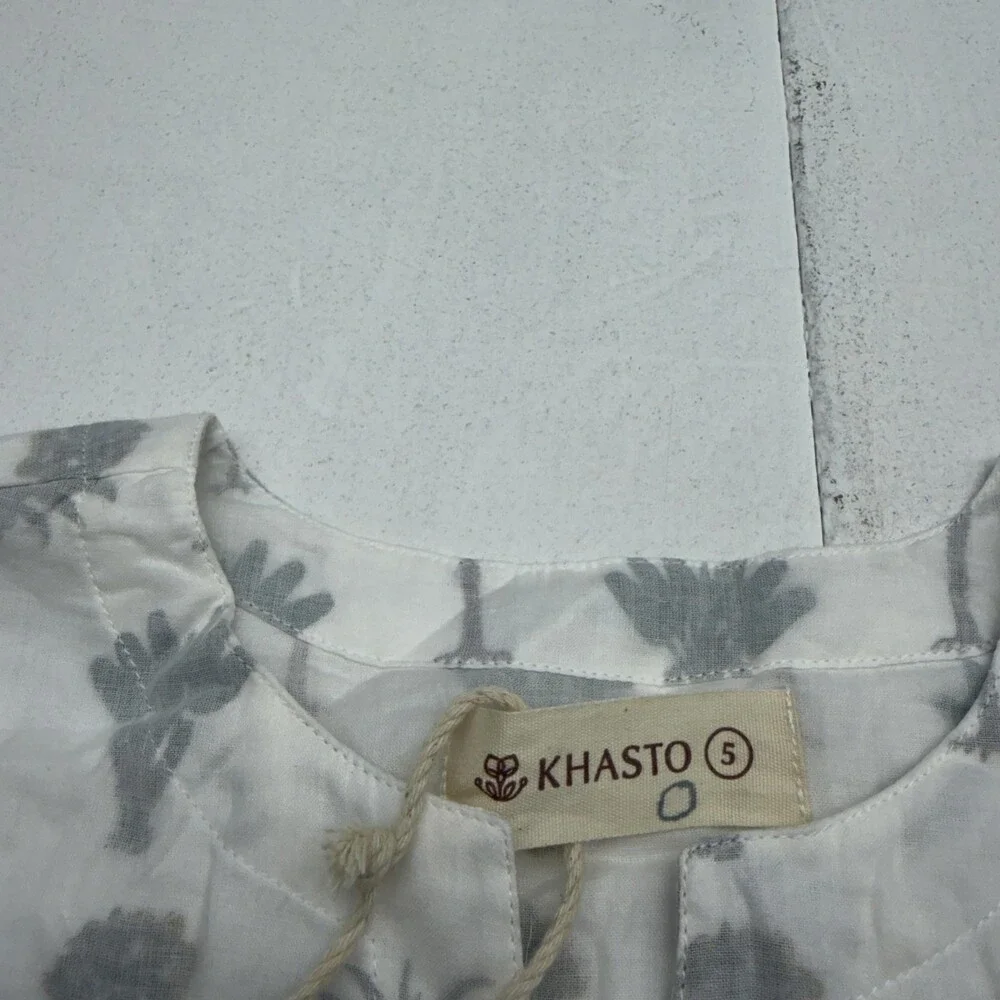 Khasto Sleepshirt Kids 5 White Palm Tree Print Cotton Lightweight Pajama